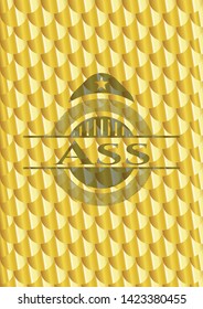 Ass golden badge. Scales pattern. Vector Illustration. Detailed.