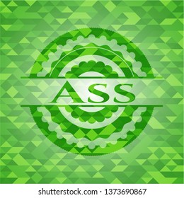 Ass green emblem with triangle mosaic background