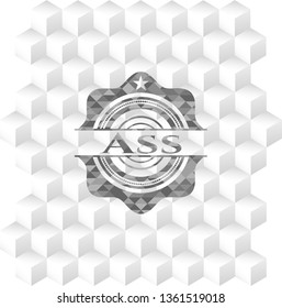 Ass grey emblem. Vintage with geometric cube white background