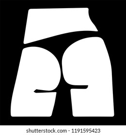 Ass icon on black background. Vector.