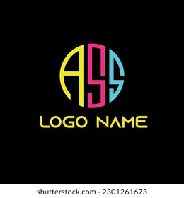 ASS letter design logo logotype icon concept with serif font and classic elegant style look vector illustration. Abstract letter A S S minimal logo design template