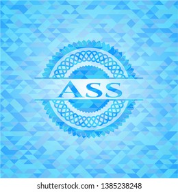 Ass light blue emblem. Mosaic background