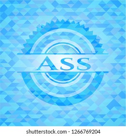 Ass light blue emblem with triangle mosaic background