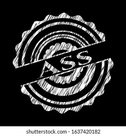 Ass on chalkboard. Vector Illustration. Detailed.