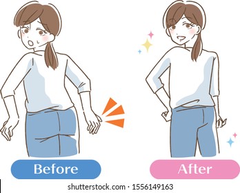 Ass sagging illustration diet vector set