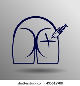 ass syringe blue on a gray background