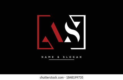 Monograma del logotipo de las letras abstractas AS,SA,A ,S 