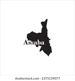 Mapa de Assaba y diseño de letras negras sobre fondo blanco