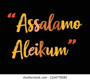 Assalamo Aleikum - the Urdu phrase meaning Hello, with yellow and blue hue colors. black background. eps 10.
