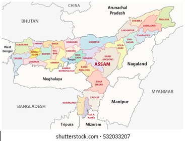 Assam administrative and political map