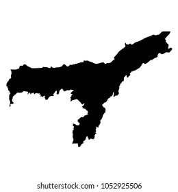 Assam black map on white background vector