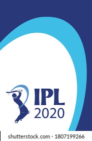 Assam, india - August 27, 2020: Indian Premier League (IPL) Poster template. A man with a cricket bat strikes a 
Six, Blue background illustration in background.