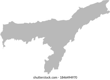 Assam indian state map. Light gray background. Business concepts graphics design.