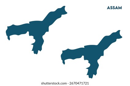 Ilustração vetorial do mapa de Assam, estados indianos, adequado para educação, negócios, apresentações, impressão, uso da web e projetos geográficos criativos. Território da União Indiana.