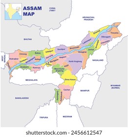 Assam map vector illustration on white background	
