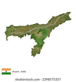 Assam, State of India Topographic Map (EPS)