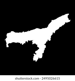 Mapa del estado de Assam, división administrativa de India. Ilustración vectorial.