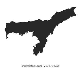 Ilustración del mapa del estado de Assam en color gris, India