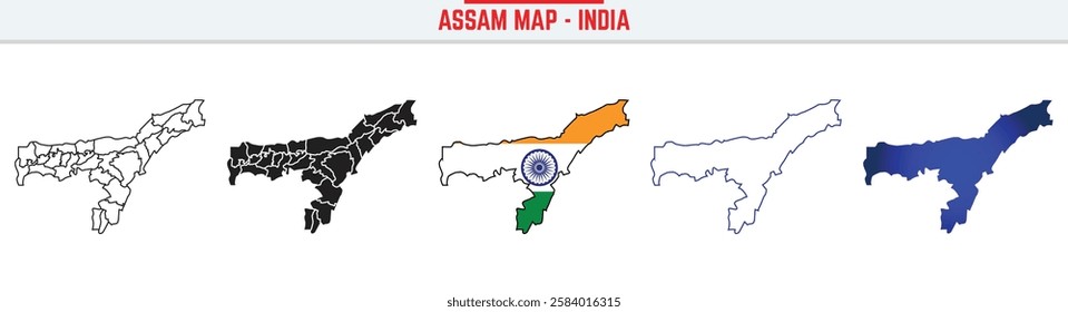 Assam, State, AS Outline Icon – India Map Silhouette Vector. India map editable stroke outline icon