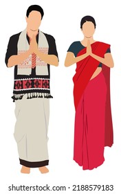 Assamese couple in traditional dress of Assam.