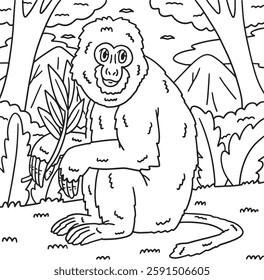 Assamese Macaque Monkey Coloring Page for Kids 