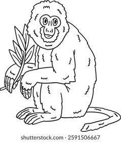 Assamese Macaque Monkey Isolated Coloring Page 