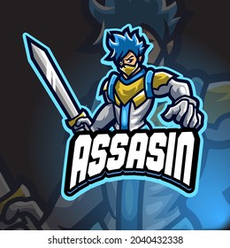 Assasin Esport logo. Suitable for team logo or esport logo and mascot logo, or tshirt design.