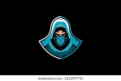 Assasin fighter or warrior mascot logo design abstract vector template