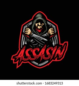 assasin mascot logo. assasin esport gaming logo.