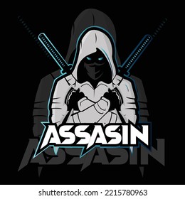 Assasin mascot logo is a mascot logo for gaming streamers, Assasin sport mascot logo design