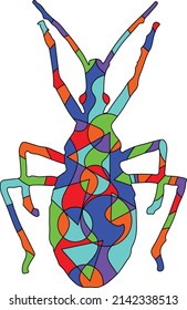Assassin Bug Insects Colorful Simple Unique Cute Line Art Logo Tattoo Cubism Surrealism Style Creative Pattern Decoration Popular Artwork World Wildlife Day International Biological Diversity