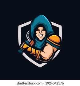 Assassin e-sport logo design template illustration