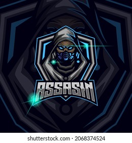 Assassin e-sport logo design vector illustration