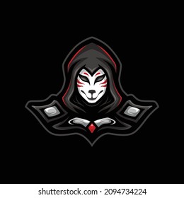 Assassin Gamer Logo Template wearing a fox mask Esports Gaming Mascot