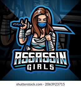 Assassin girls esport mascot logo design