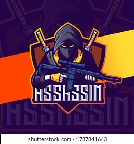 Assassin With Gun Mascot Esport Logo Team