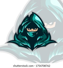Assassin Head with green robe Mascot Logo Illustration Template