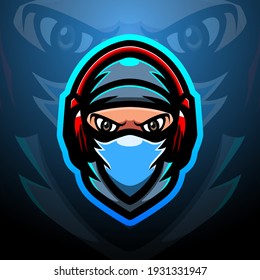 Assassin head mascot esport logo design