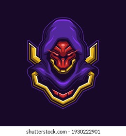 Assassin Head With Mask Logo Gaming. Ninja Face Esport Twitch Avatar. Character Mascot Design