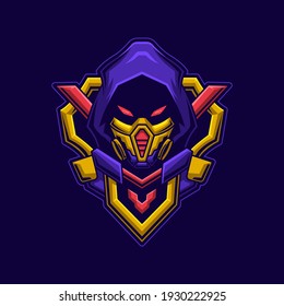 Assassin Head With Mask Logo Gaming. Ninja Face Esport Twitch Avatar. Character Mascot Design