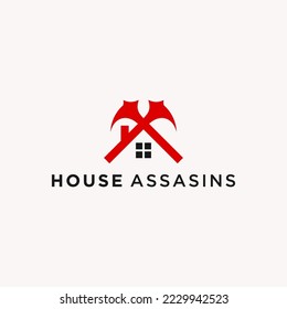 assassin house logo design vector silhouette illustration