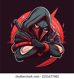 Assassin illustration, esports mascot design, gaming logo template