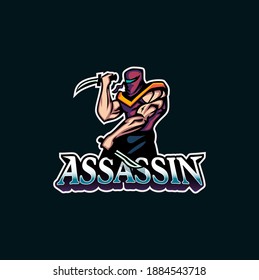 Diseño del logo de la mascota asesina de asesinos asesinos, logotipo de Assassin, logotipo de mascota, logotipo de asesino 
