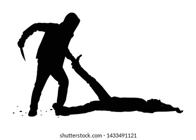 Assassin with knife silhouette vector
