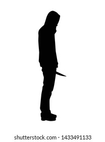 Assassin with knife silhouette vector