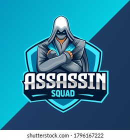 Logo-Vorlage von Assassin-Maskottchen. perfekt für Spiele, Streamer, Handelsartikel, Bekleidung usw.