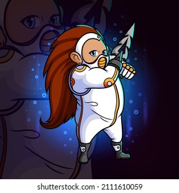 El asesino con una máscara está teniendo un diseño de imagen de mascota de apoyo de armas