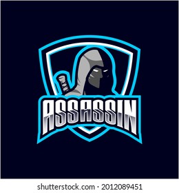 Assassin Ninja Esports Mascot logo design template vector illustration