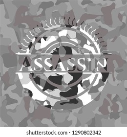 Assassin on grey camo pattern