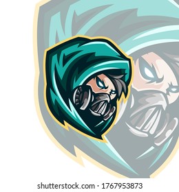 Assassin Reaper Head with mask Mascot Logo Illustration Template
